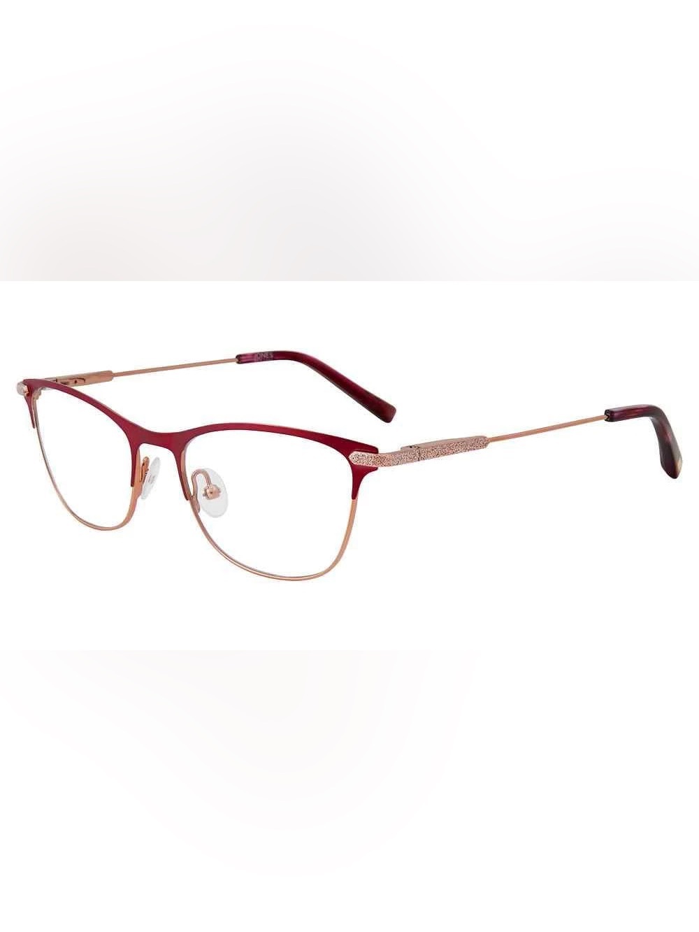 Jones New York Burgundy and Rose Gold Cat-Eye Metal Eyeglass Frames